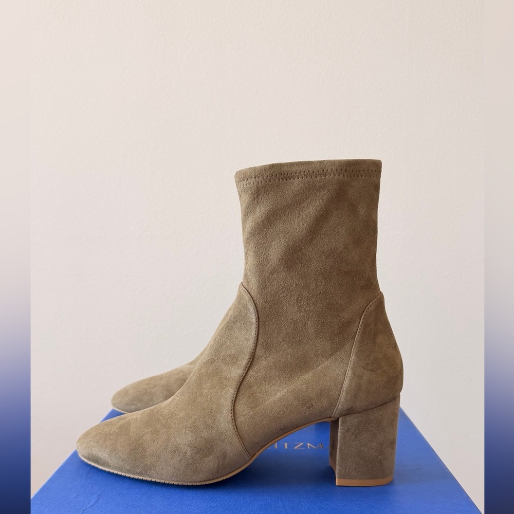 Stuart Weitzman Yuliana 60 Khaki Suede Ankle Boots Brand New - Size 8.5